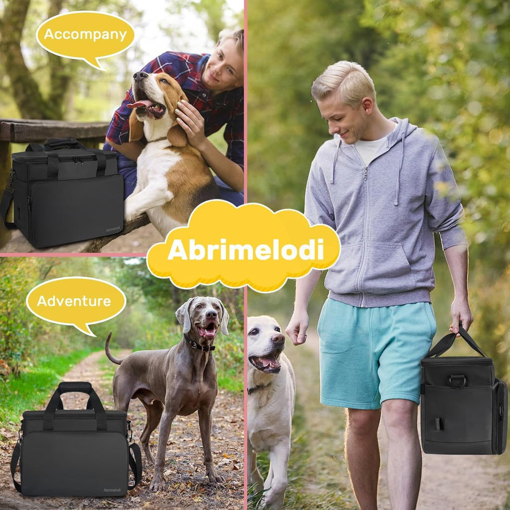 Abrimelodi 6 Set Dog Travel Bag, Large Pet Travel Kit for Supplies Includes 2 Food Containers, 1 Pet Organizer for Dogs, 2 Collapsible Bowls, 1 Treat Pouch, Dog Weekend Overnight Bag Luggage