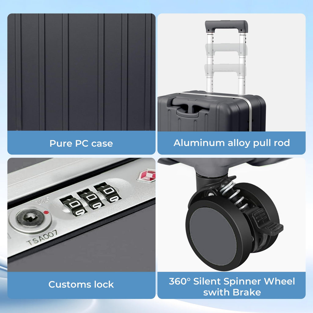 Lavoker 20" Ride-On Luggage with Child Seat, Hardside Carry-On Suitcase with 360° Silent Spinner Wheels, TSA Lock, & Dual Telescoping Handles for Kids & Adults & Busy Moms