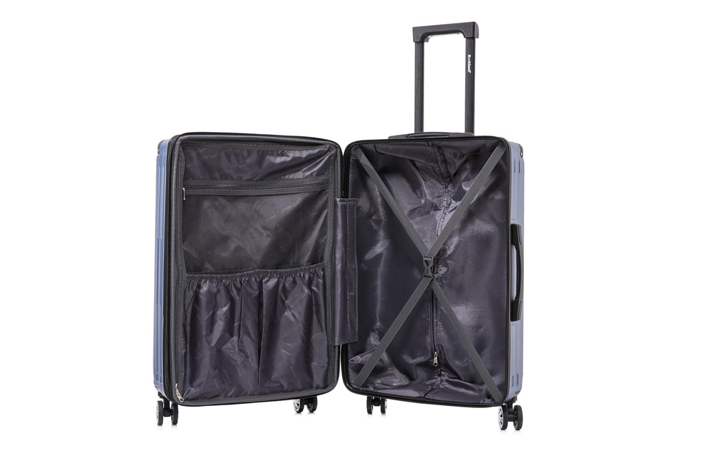 Rockland Costa Mesa 3 PC Luggage Set, 2 PC Hard Case Upright Luggages with Spinner Wheels and a 14" Polyester Tote Bag, Blue, (14" Tote, 20", 24")
