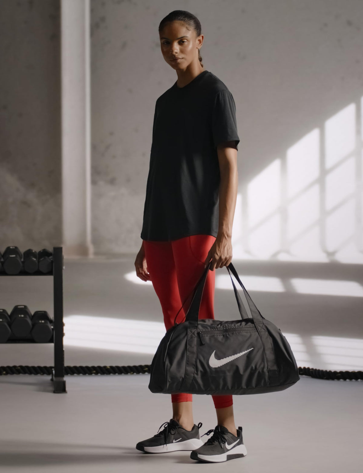 Nike Women's Gym Club Duffel Bag (24L), Black/Black/White, MISC