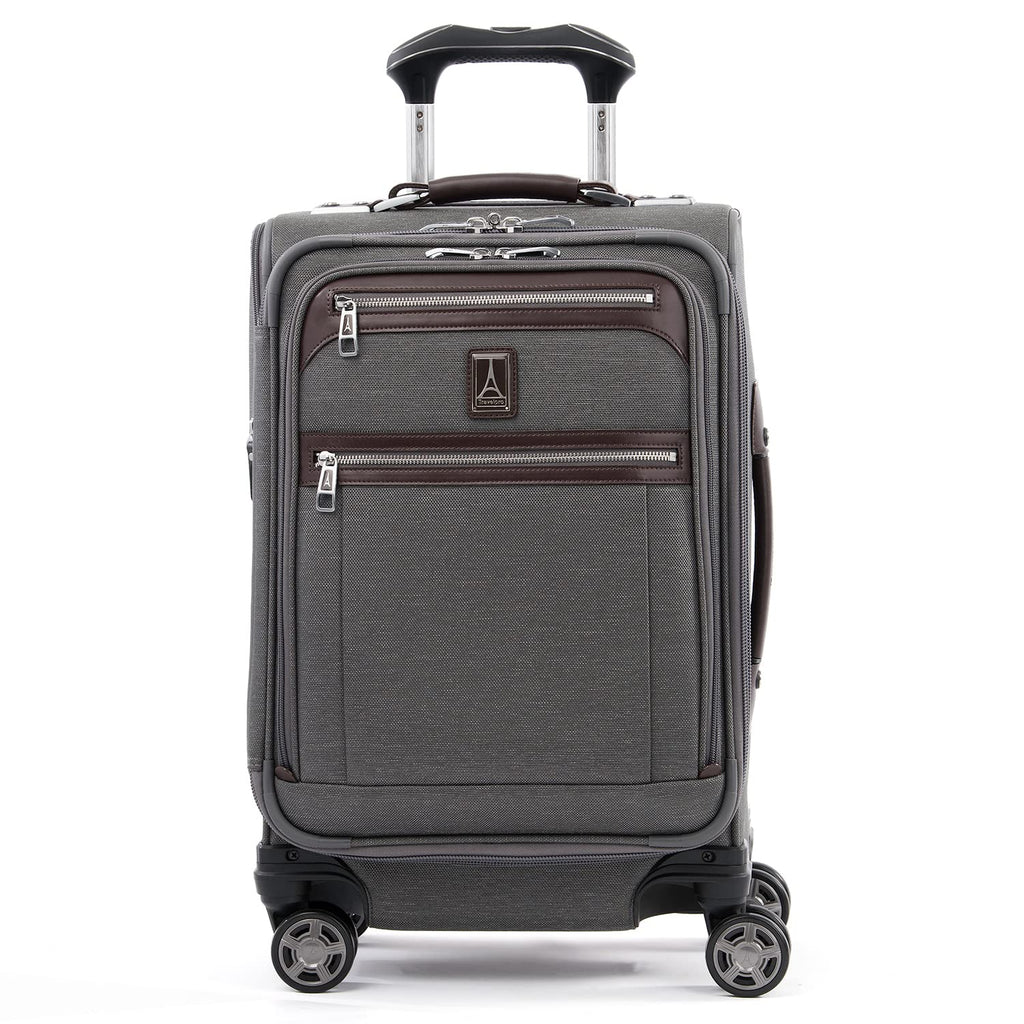 Travelpro Platinum Elite Softside Expandable Carry on Luggage, 8 Wheel Spinner Suitcase, USB Port, Laptop and Tablet Sleeves, Men and Women, Vintage Grey, Carry On 20-Inch