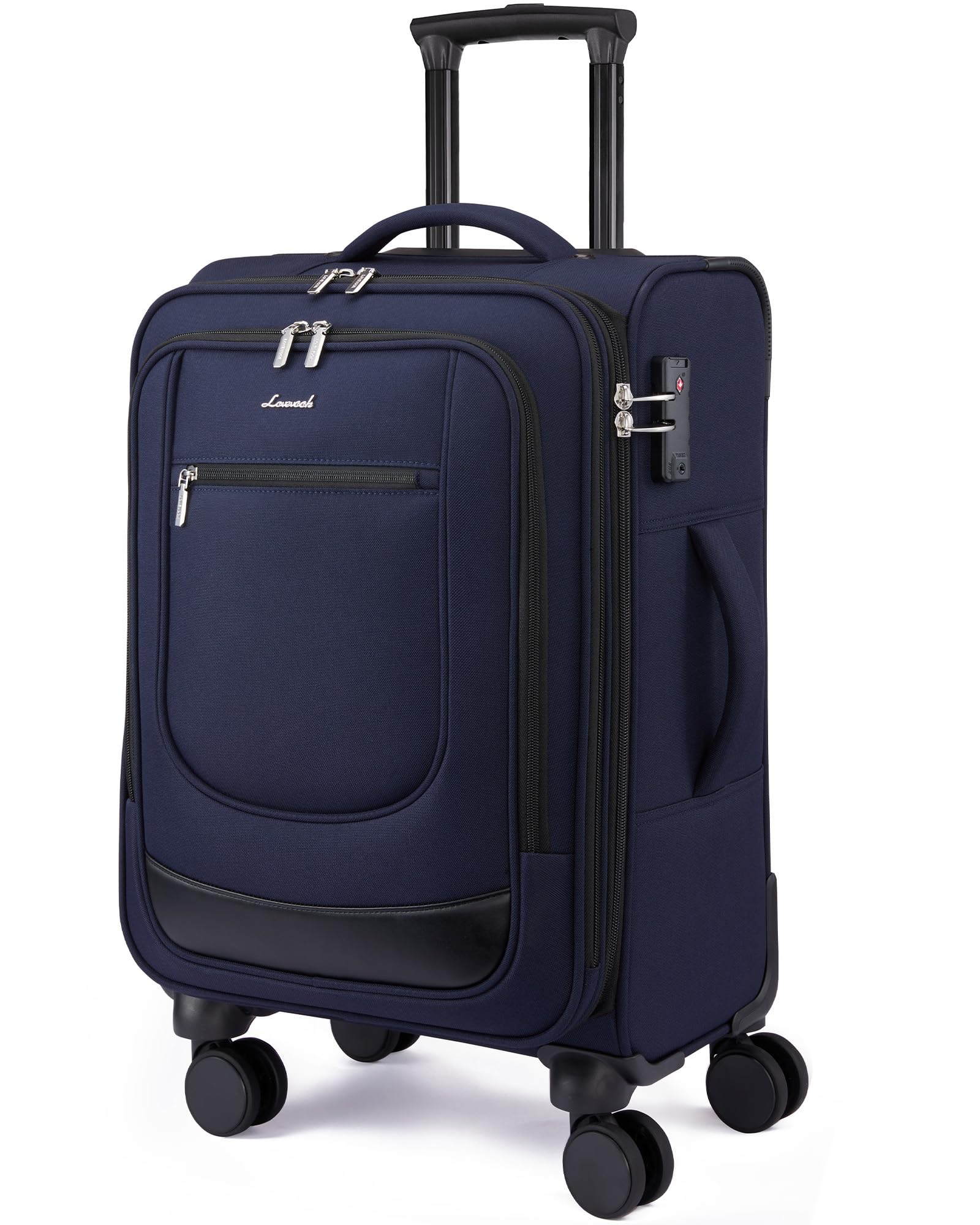 LOVEVOOK Carry On Luggage 22x14x9 Airline Approved, Softside Suitcase with Spinner Wheels for Men Women, 22 Inch Rolling Luggage with TSA Lock Multiple Compartments for Travel Business Trip