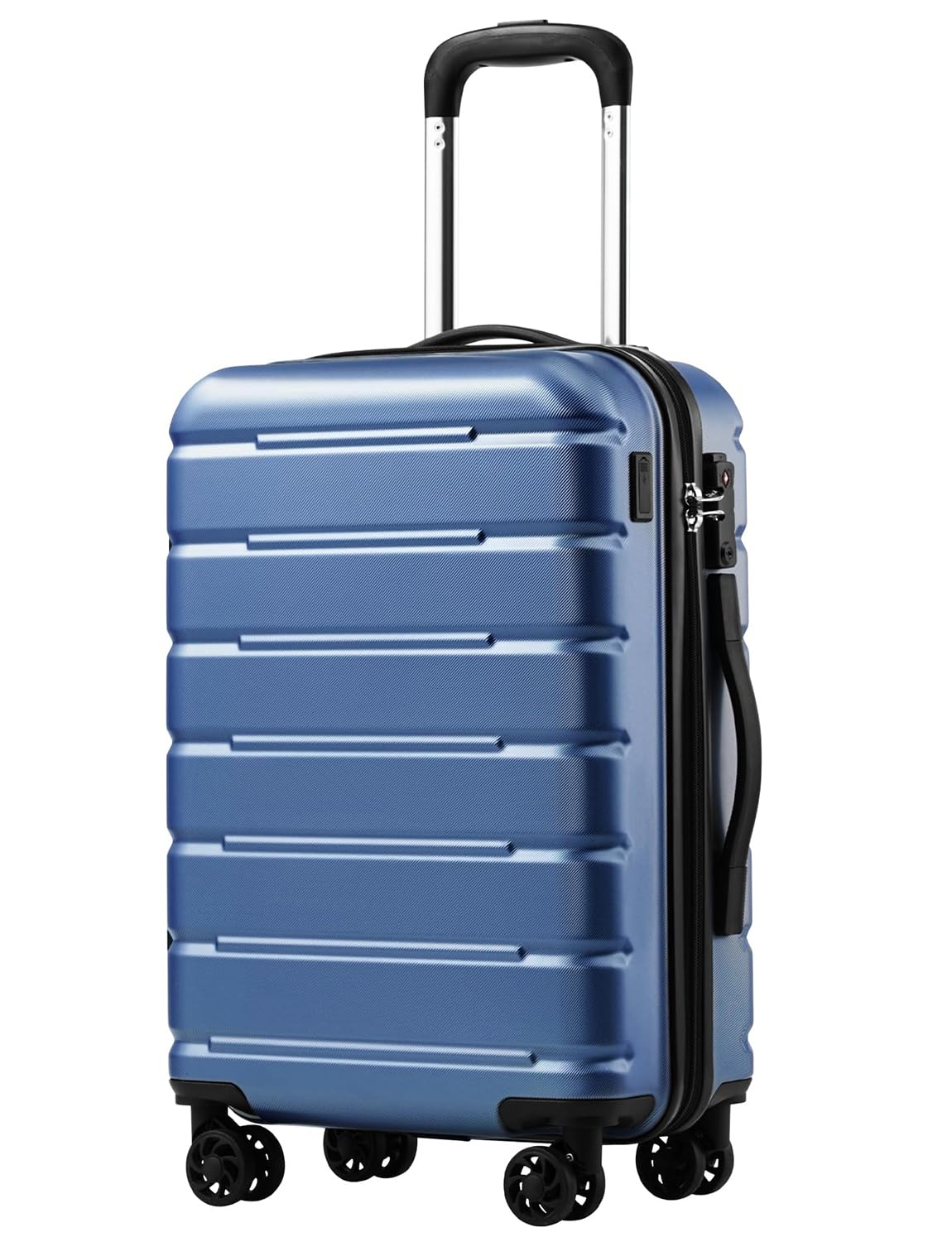 Coolife Luggage Suitcase Carry-on Spinner TSA Lock USB Port Expandable (only 28’’) Lightweight Hardside Luggage (Ice Blue, S(20in_carry on))