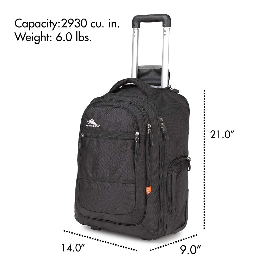 High Sierra Rev Wheeled Laptop Backpack, Black