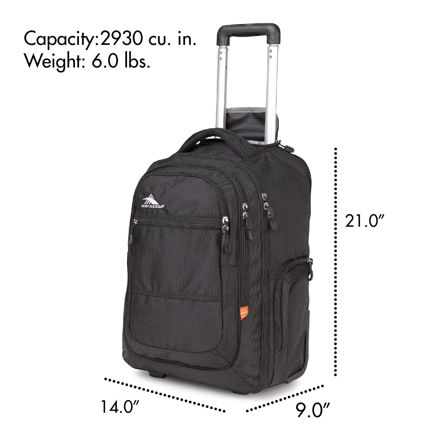 High Sierra Rev Wheeled Laptop Backpack, Black