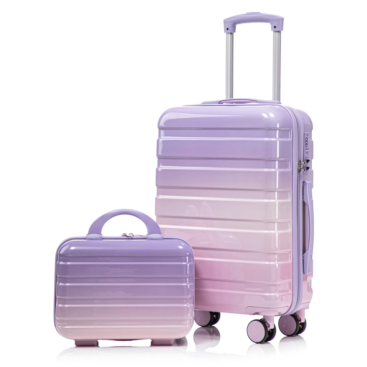 Clyrava 20 Inch Carry on Luggage Set with 14" Cosmetic Case Pink Purple, Suitcases with Spinner Wheels Hardshell, Hard Shell Suitcases 2 Piece Set, Rolling Suitcase for Women/Men/Girls Travel