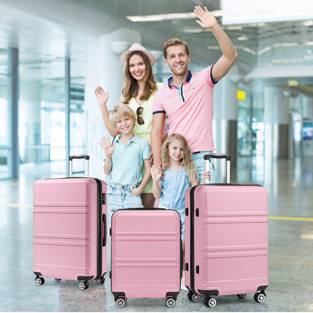 Kono 20" Carry on Luggage with Spinner Wheel TSA Lock, Lightweight PC+ABS Hardside Luggage Durable Small Carry on Suitcase Pink
