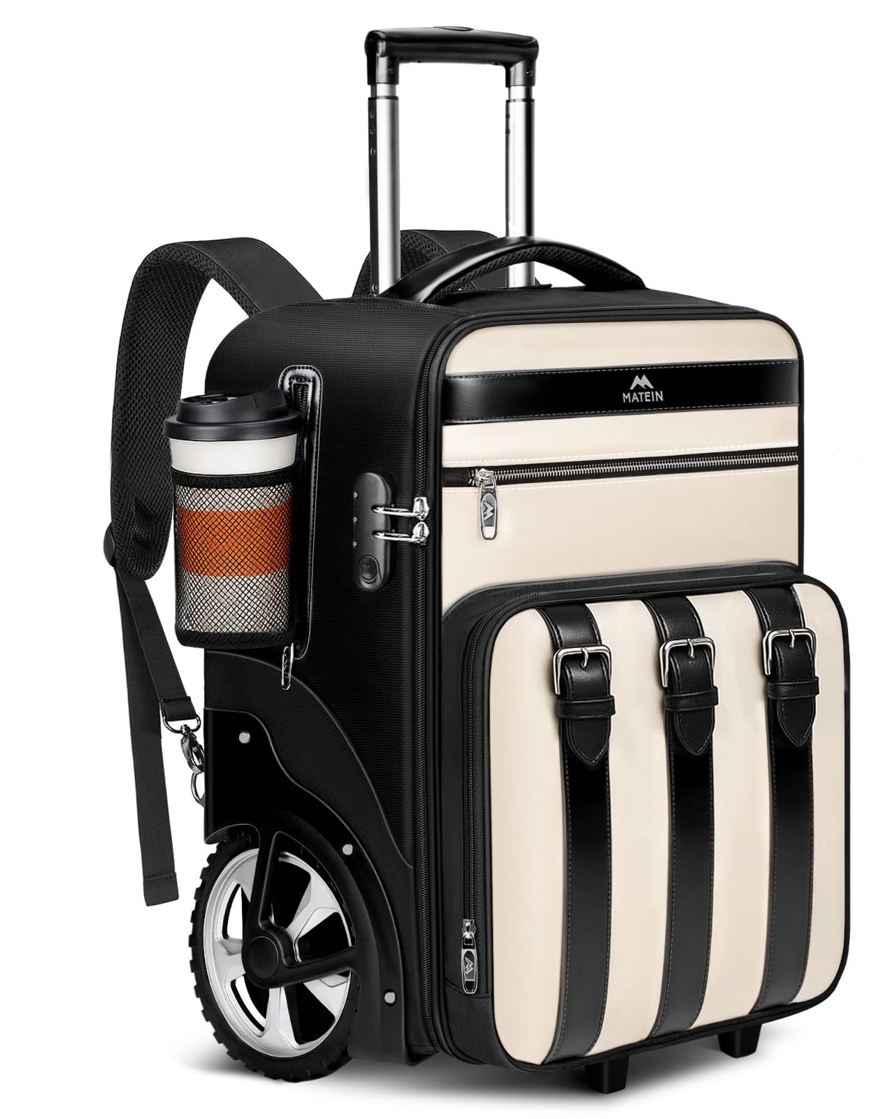 MATEIN 2 In 1 Rolling Backpack for Women with Shoulder Strap,