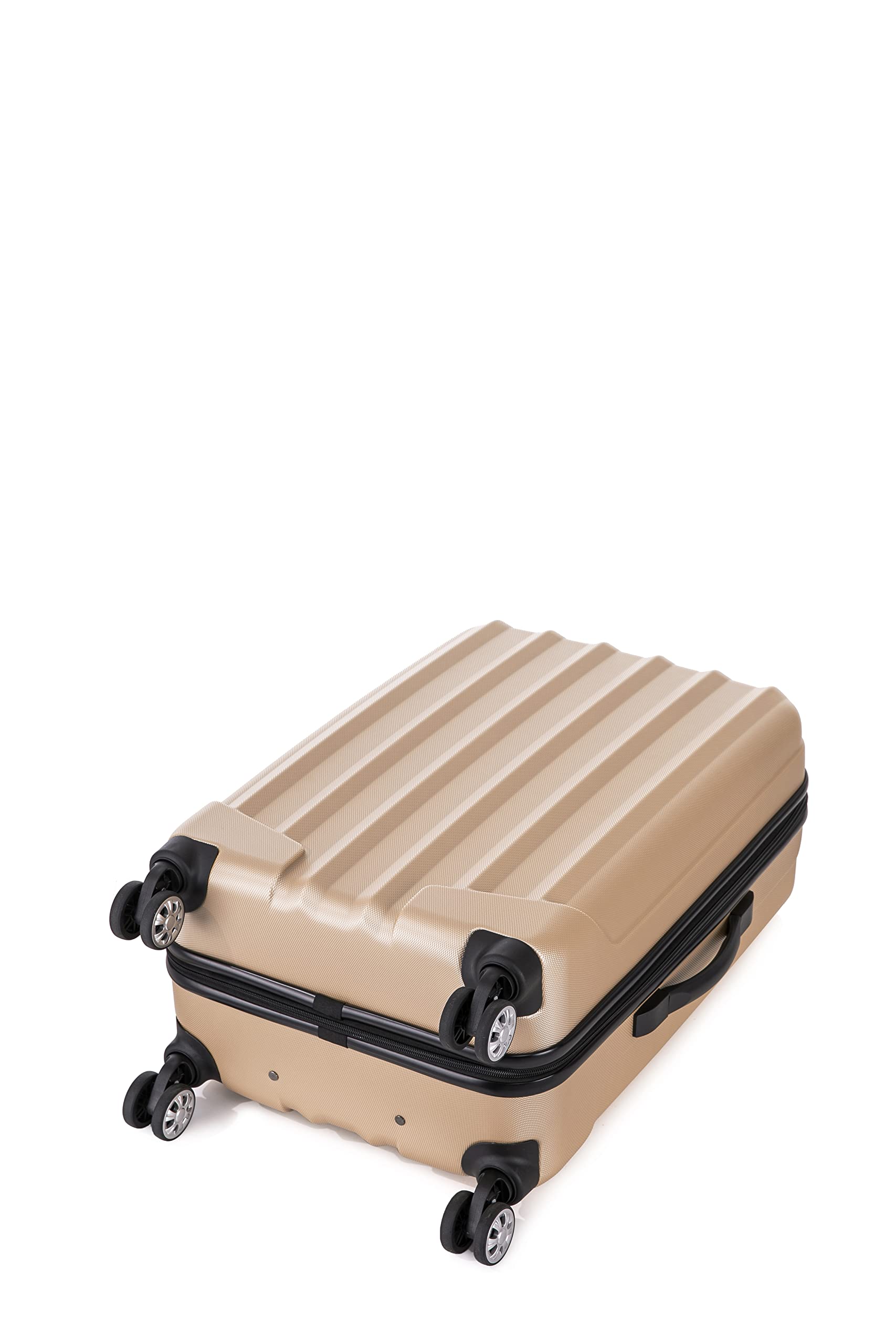 Rockland Santa Monica Hardside Spinner Wheel Luggage, Champagne, 19", 24", 28"