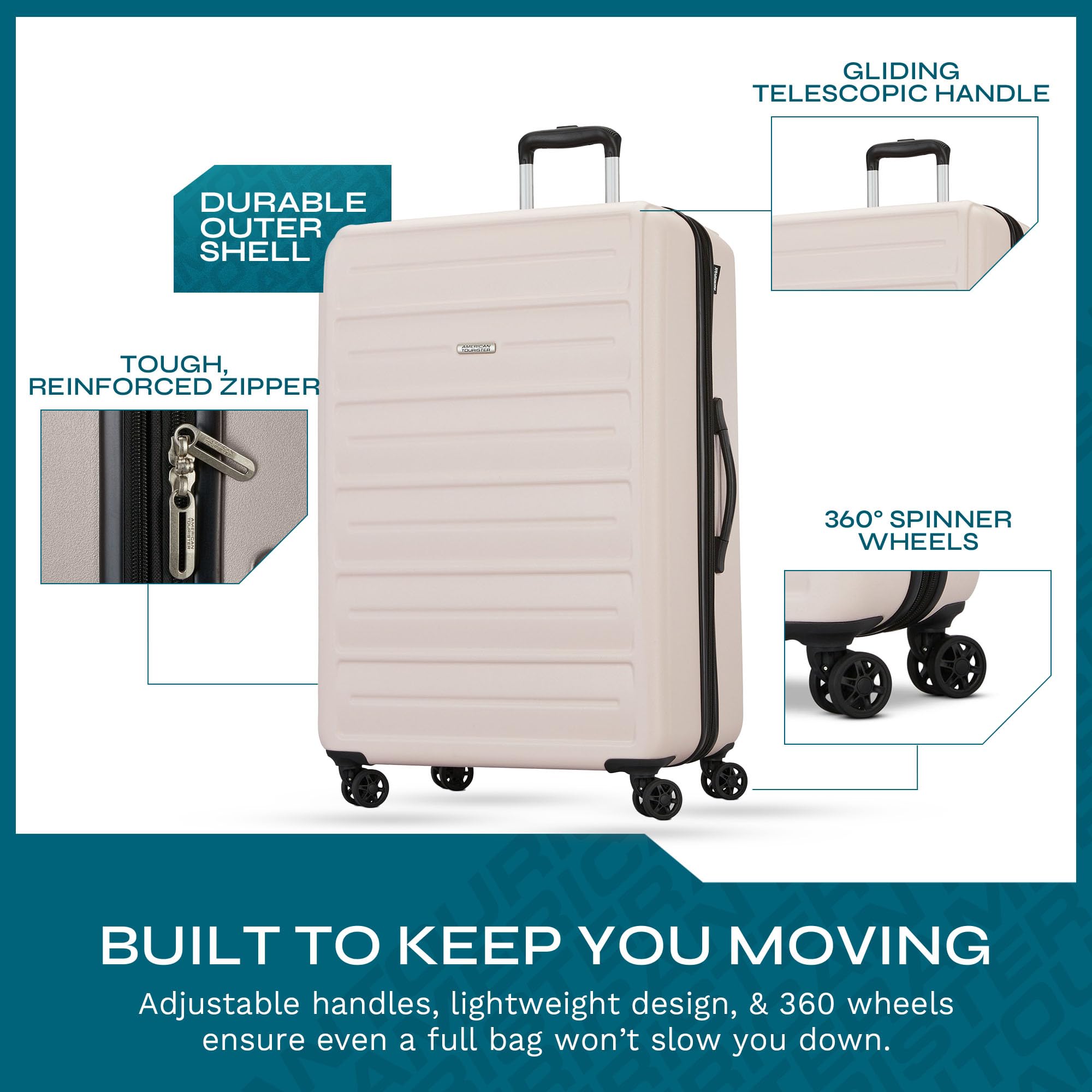 American Tourister Westridge Hardshell Luggage Set - 2 Piece Set - 20/28" Carry-On & Large Checked Luggage Set with Spinner Wheels - Expandable Hard Suitcases for Travel - Hard ABS Shell - Light Pink