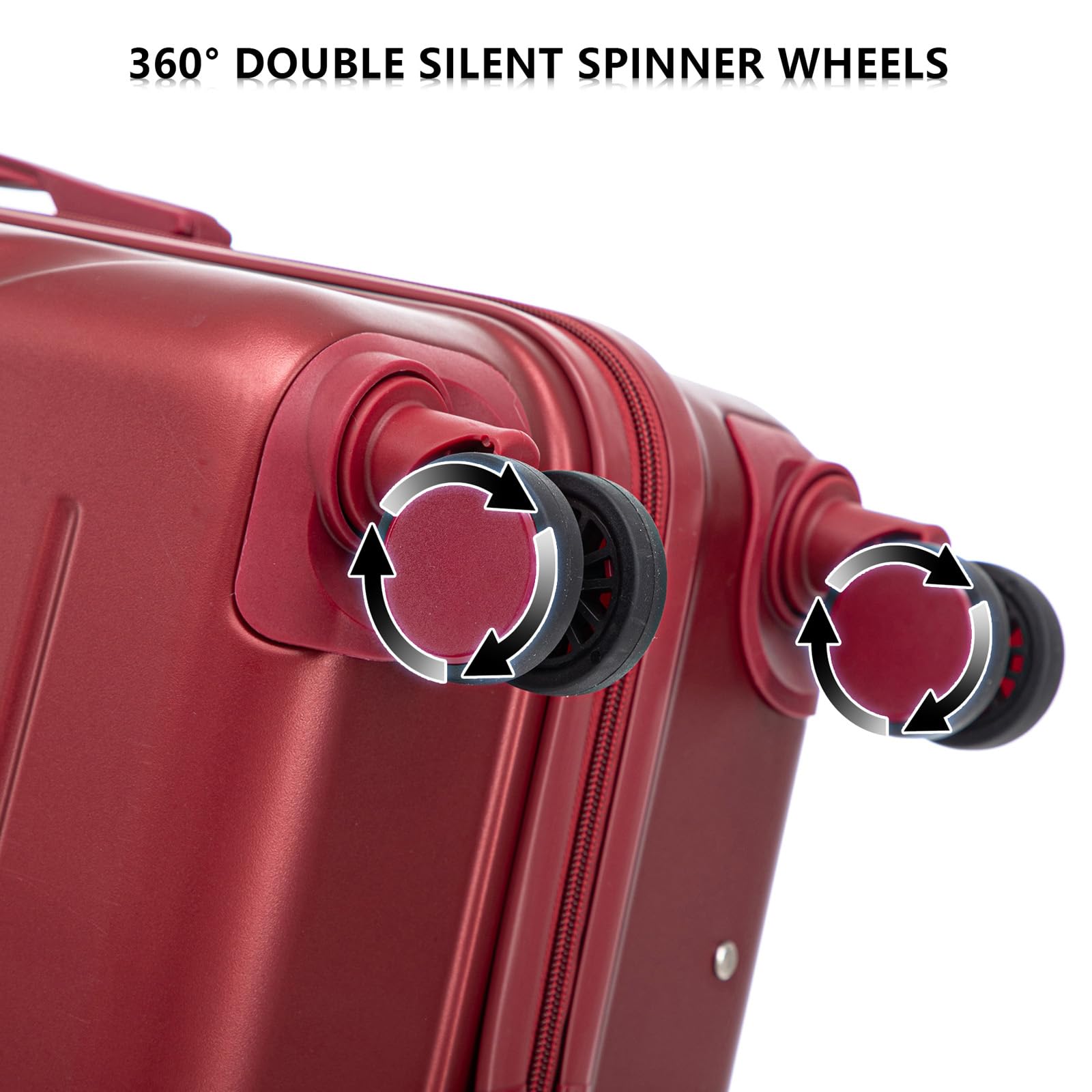 Ningering Wine Red 3 Piece Luggage Set, ABS Hardshell Suitcase with Spinner Wheels, Travel Carry on Suitcases with Combination Lock, 20/24/28 Inch (WINE RED)