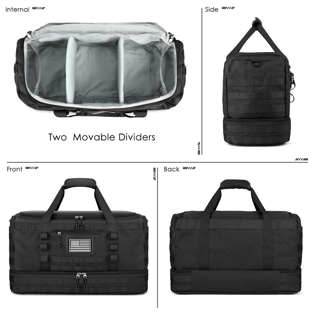 ETRONIK Gym Bag for Men Women, Carry on Luggage 22x14x9 Airline Approved, Tactical Travel Duffle Bag with Toiletry Bag and Shoe Compartment, Weekender Overnight with Wet Pocket for Workout, Black