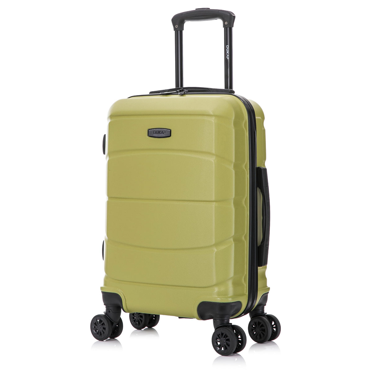 DUKAP SENSE Hardside Luggage with Spinner Wheels | 20 in Durable Lightweight Carry on Suitcase for Travel | Zipper Clouser Suit Case with Gel Handles and Trolley | Green