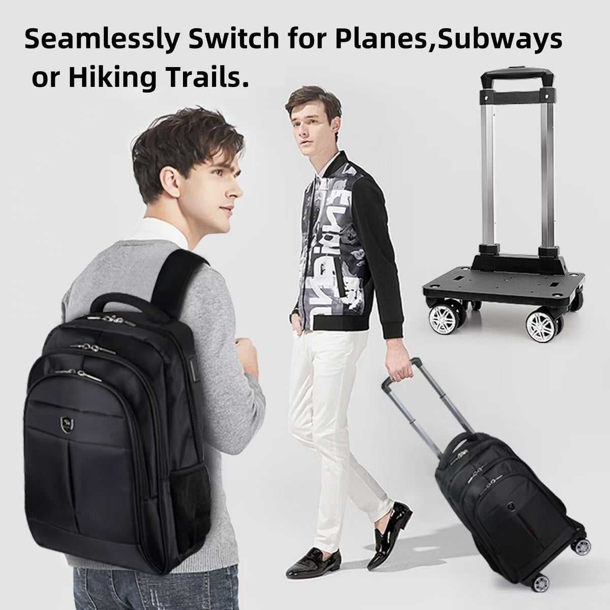 diwolor 35L Multi-Scene Detachable Handle Travel Rolling Backpack Airline Approved,360° Rotating Fit 15.6 Inch Laptop College Backpack With 4 Wheels,Carry on Luggage