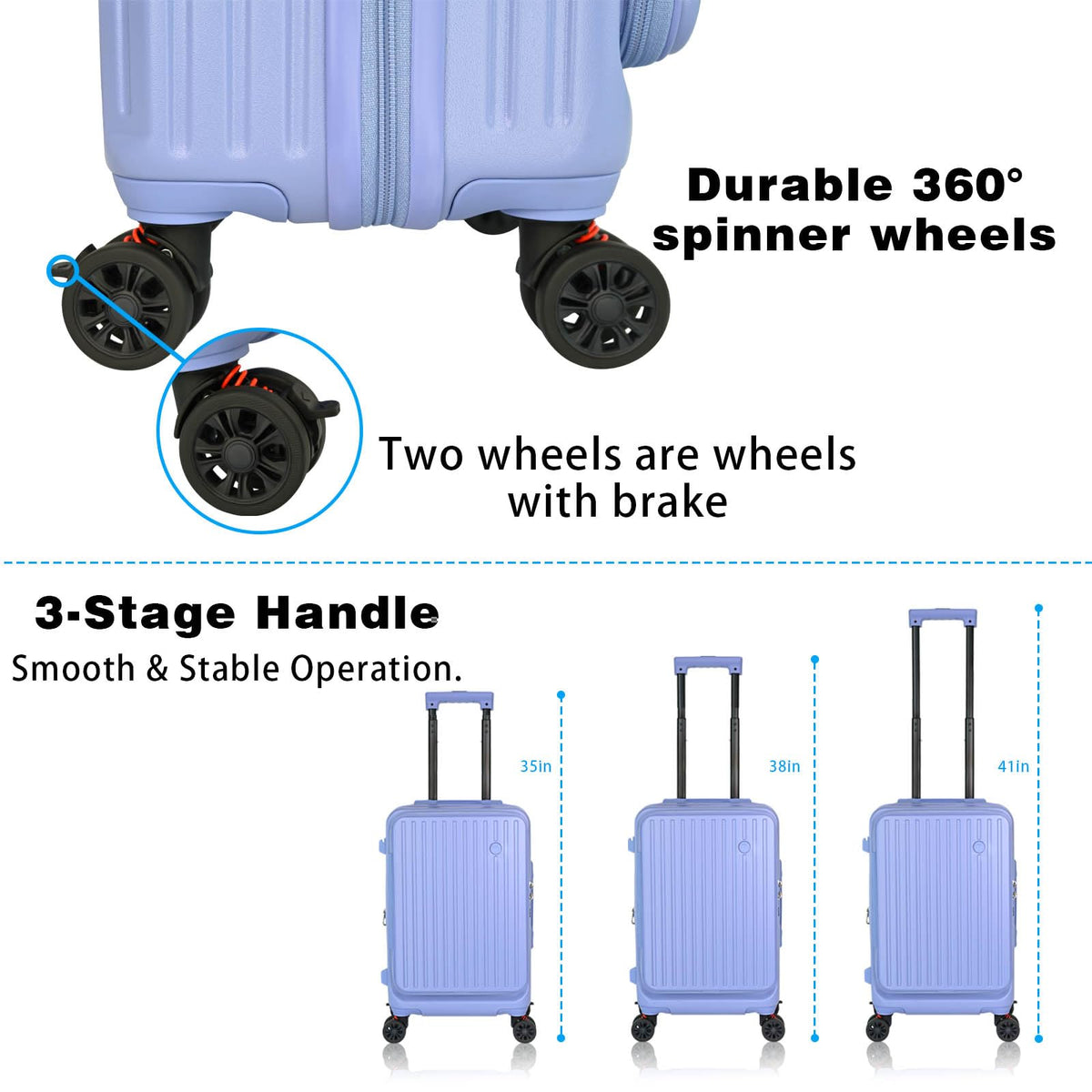 Maegragn Carry on Luggage Airline Approved, Carry on Suitcases with Wheels, Expandable Suitcase with YKK zipper, Top Open Design Luggage with Spinner wheels, Perfect for Gift, Blue Luggage.