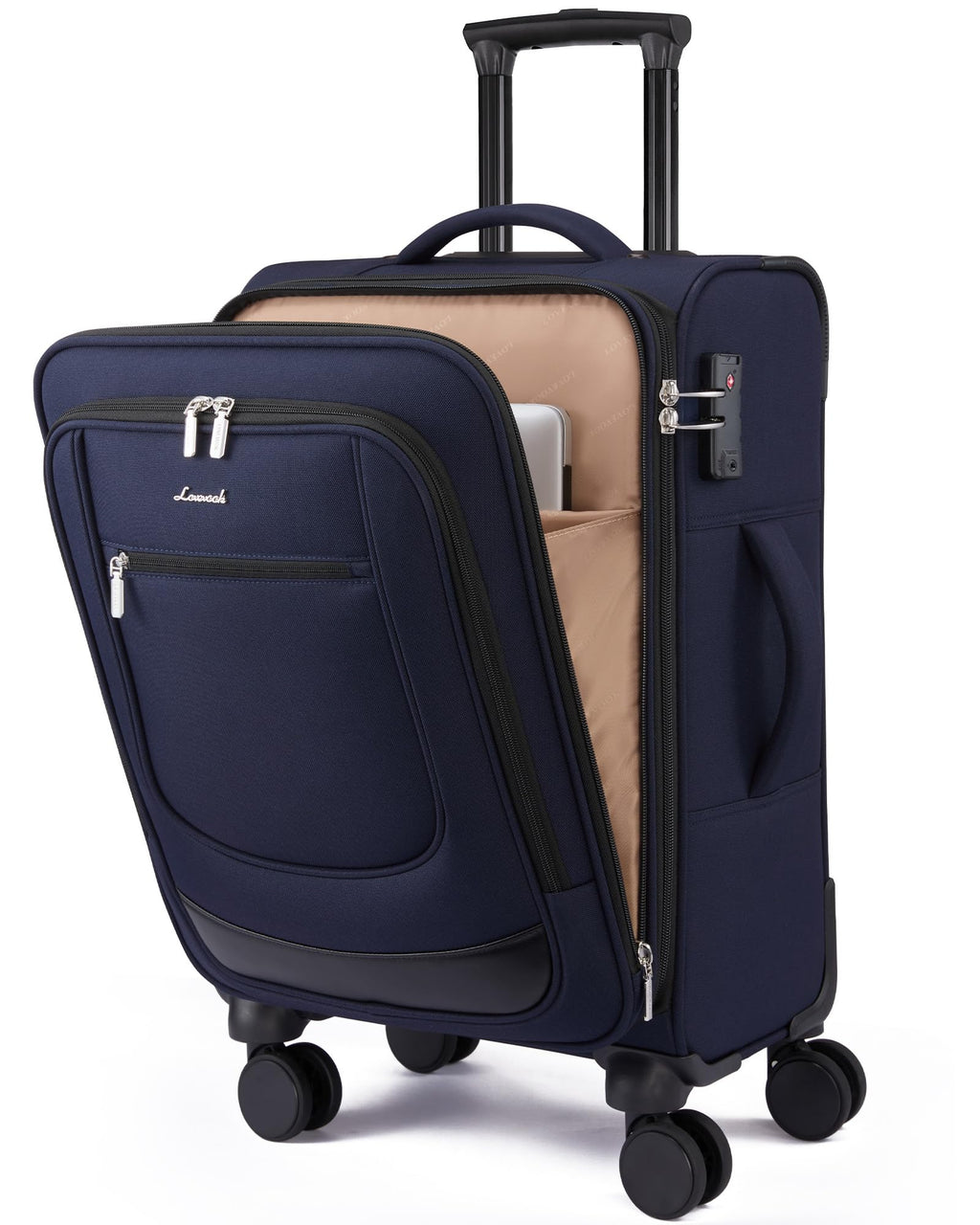 LOVEVOOK Carry On Luggage 22x14x9 Airline Approved, Softside Suitcase with Spinner Wheels for Men Women, 22 Inch Rolling Luggage with TSA Lock Multiple Compartments for Travel Business Trip