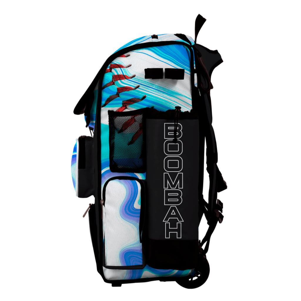 Boombah Superpack Hybrid Rolling Bat Bag - Wheeled & Backpack Version - Baseball Focus White/Black/Red