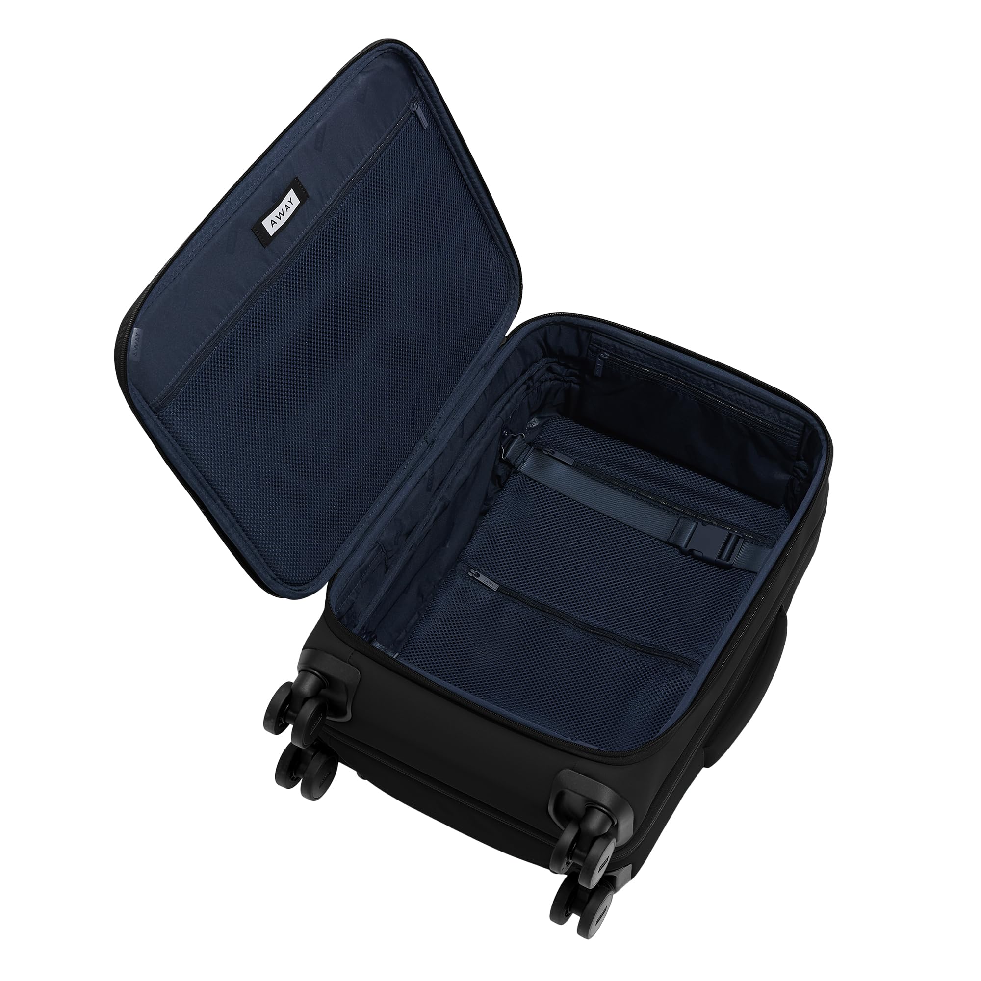 Away Softside Carry-On Suitcase, 22 Inch, Expandable High-Strength Nylon Luggage With Spinner Wheels, Meets Requirements for Most Major Airlines, Jet Black