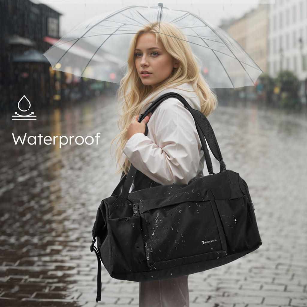 Kookoomia Gym Bag for Men with Shoes Compartment and Wet Pocket Convertible Duffle Bag and Gym Backpack Waterproof Sports Bags for Men with 2 Bottle Holders Multipurpose Weekender Overnight Bag -Black