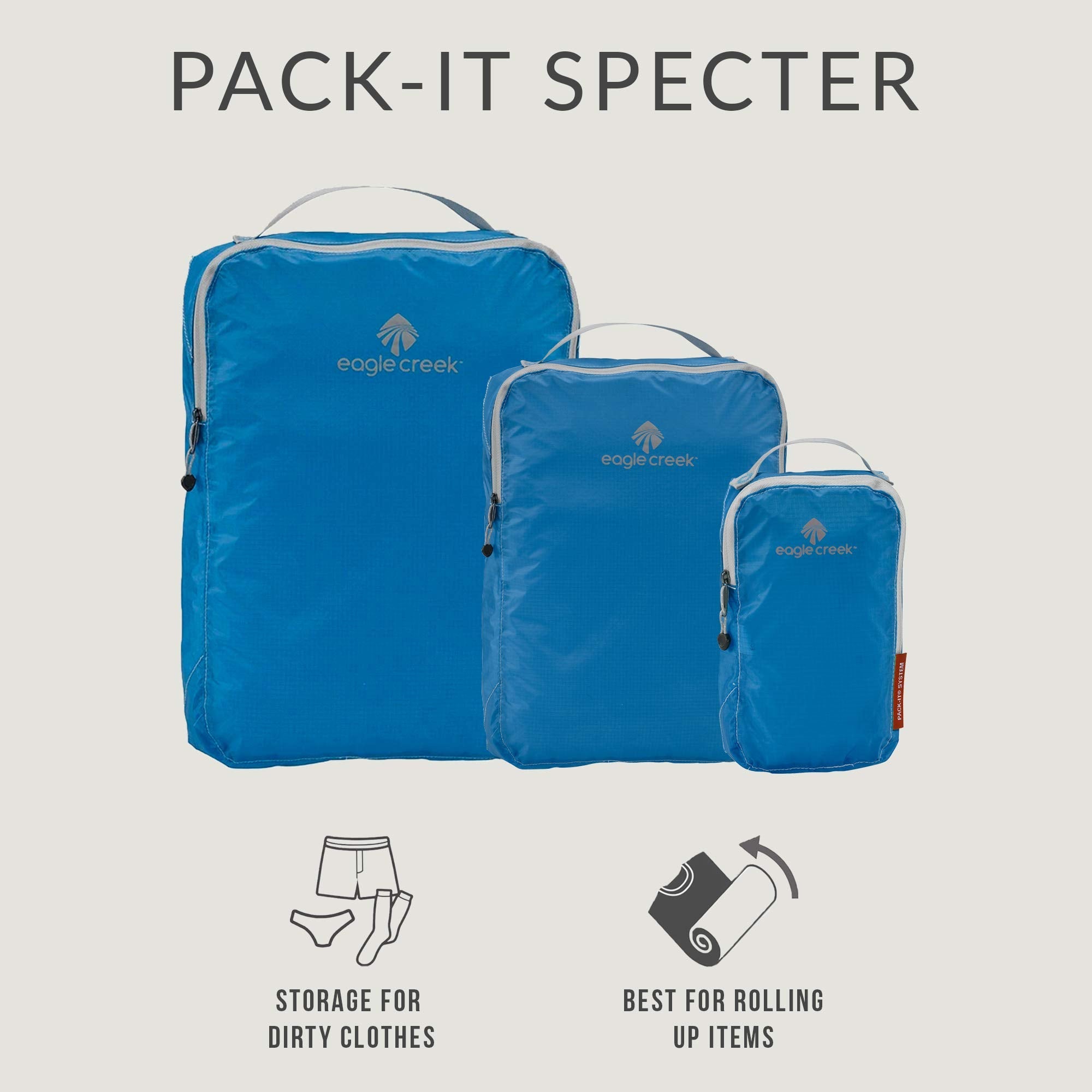 Eagle Creek Pack-It Specter Packing Cubes Set XS/S/M - Durable, Ultra-Lightweight and Water-Resistant Ripstop Fabric Suitcase Organizer Bags for Clothing and Gear, Brilliant Blue