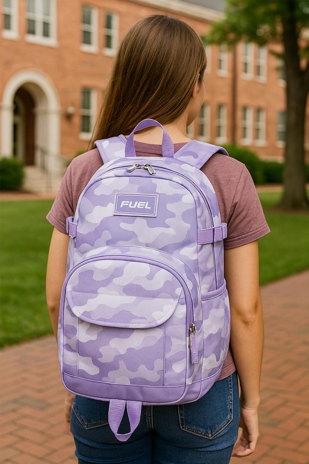 Eastsport Multi-Purpose Millennial Tech Carry On Luggage Weekender Casual Daypack Backpack Bag, Purple Camo