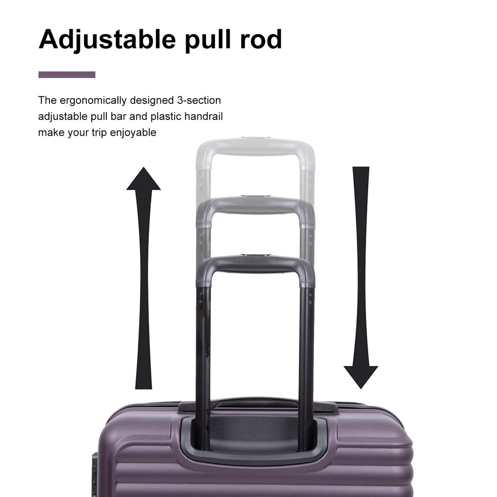 Tripcomp Luggage Sets 3piece Set Hardshell Luggage with Spinner Wheels, TSA Lock, Travel Suitcase Sets, 20 Inch Carry On, 24 Inch Mid-size, 28 Inch Large siutcase (Aubergine)