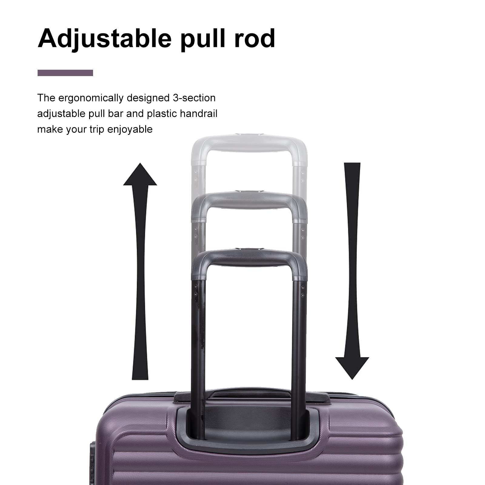 Tripcomp Luggage Sets 3piece Set Hardshell Luggage with Spinner Wheels, TSA Lock, Travel Suitcase Sets, 20 Inch Carry On, 24 Inch Mid-size, 28 Inch Large siutcase (Aubergine)