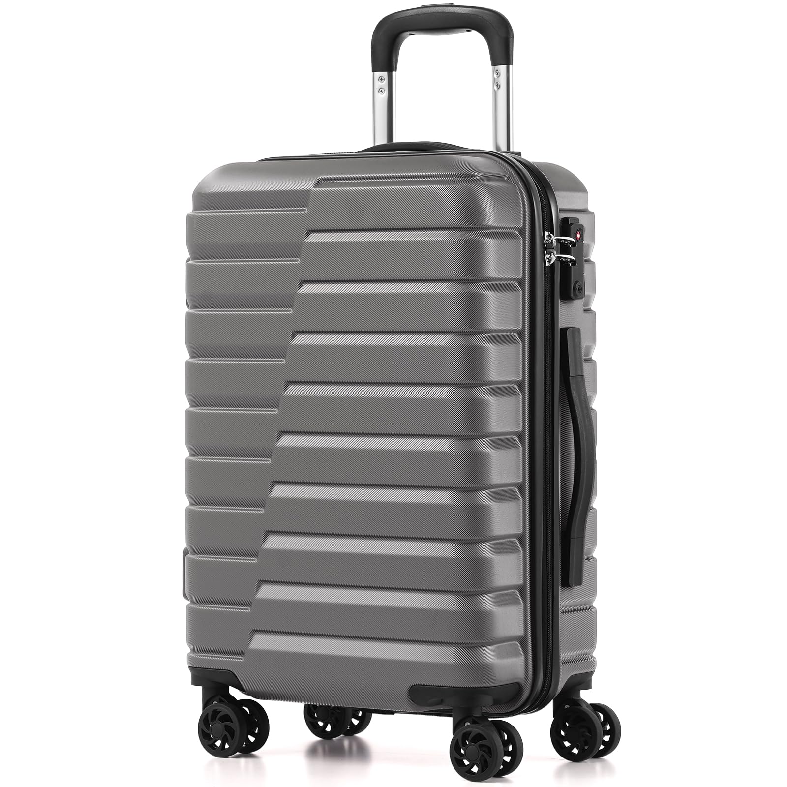 Coolife Carry On Luggage Airline Approved with Spinner Wheels, Hard Shell Suitcase TSA Lock Lightweight Travel Luggage 20-inch,Gray