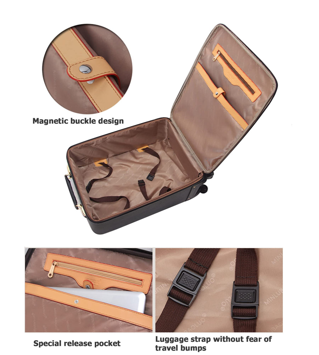 feilario 2Pcs Leather Business Spinner Wheel Luggage Waterproof Carry-On Suitcase with TSA Lock - Capacity 36-55L