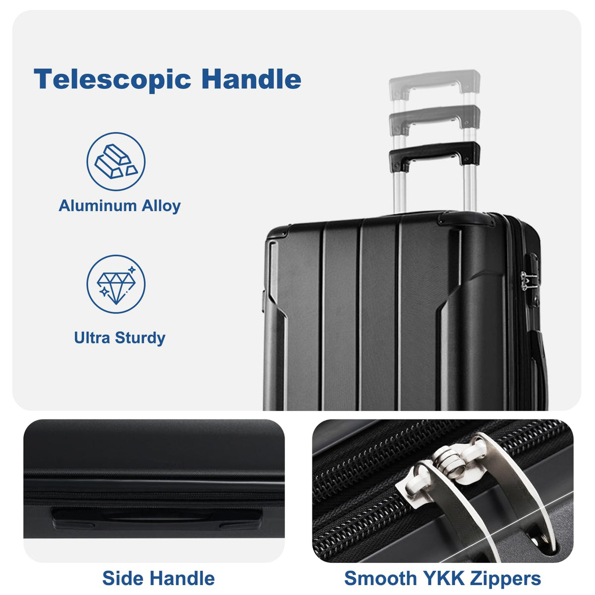 AnoYishev 2 Piece Luggage Sets with Spinner Wheels, Hardside Expandable Luggage, Hardshell Carry on Suitcase and Lightweight 28 inch Checked Luggage for Travel Men Women (Black)
