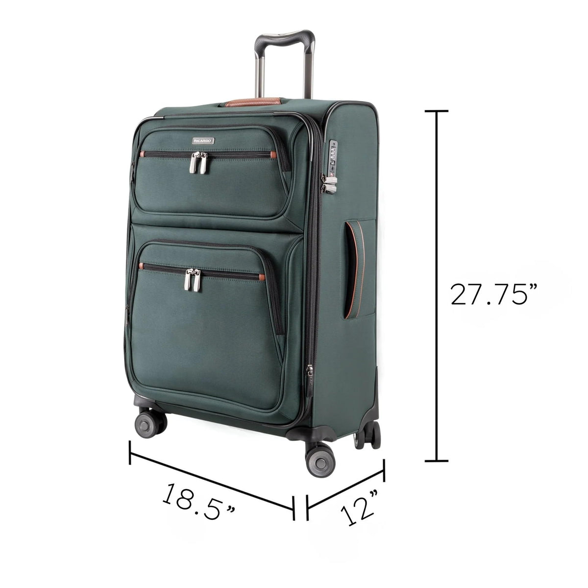 Ricardo Beverly Hills Montecito 3.0 Softside Luggage Collection – Expandable Suitcases with Wheels and TSA Lock, 25" Medium Check-in, Hunter Green