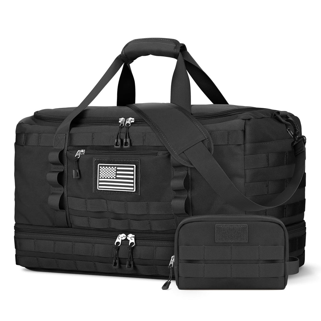 ETRONIK Gym Bag for Men Women, Carry on Luggage 22x14x9 Airline Approved, Tactical Travel Duffle Bag with Toiletry Bag and Shoe Compartment, Weekender Overnight with Wet Pocket for Workout, Black