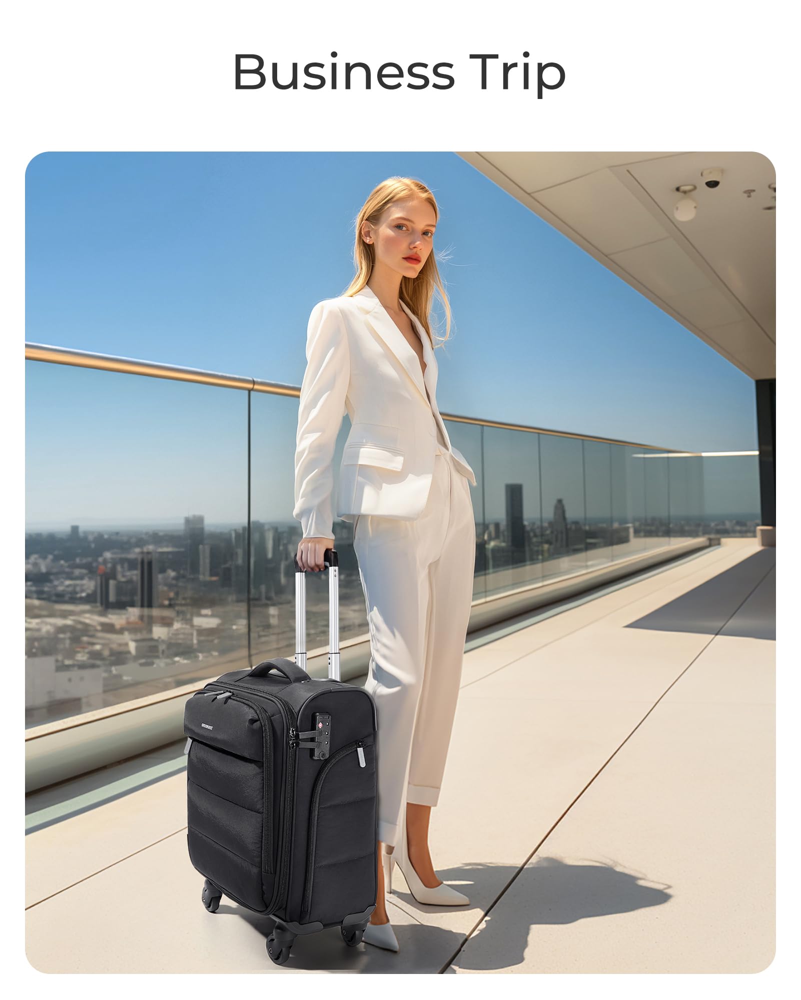 BAGSMART Underseat Carry on Luggage with Wheels, Soft Underseat Travel Luggage with PVC Wet/Dry Pockets, Lightweight Soft Personal Item Suitcase for Short Trip, Sakura Pink