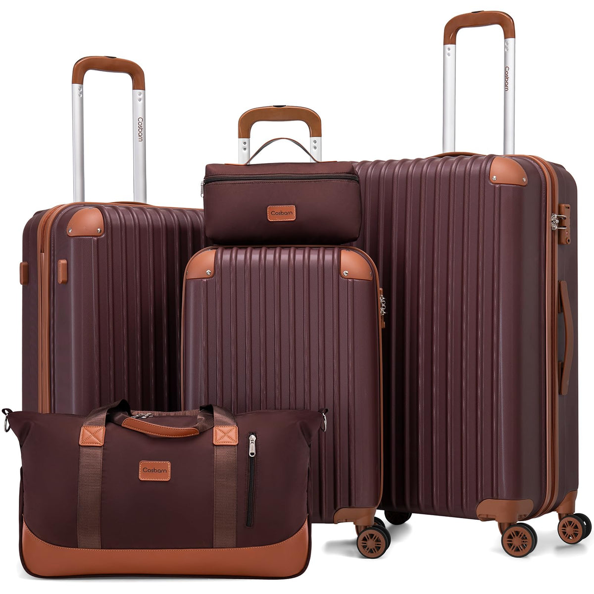 Cosbarn Luggage Sets 5 Piece Suitcases with Wheels, Suitcase Set ABS Hard Case Luggage with TSA Lock Spinner Wheels Durable Travel Luggage