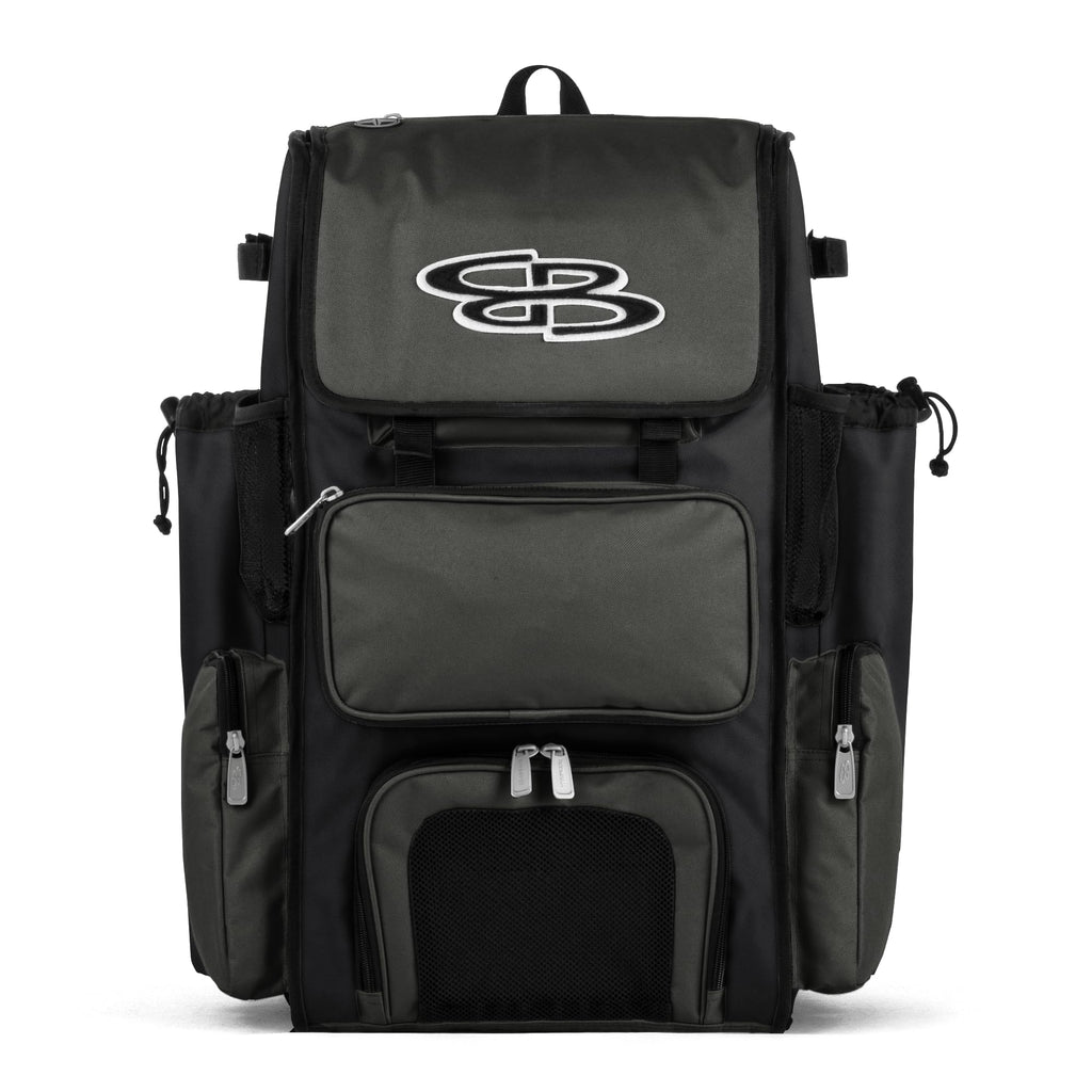 Boombah Superpack Bat Pack - Backpack Version (no wheels) - Holds up to 4 Bats - For Baseball or Softball BPSPC23 Black/Charcoal