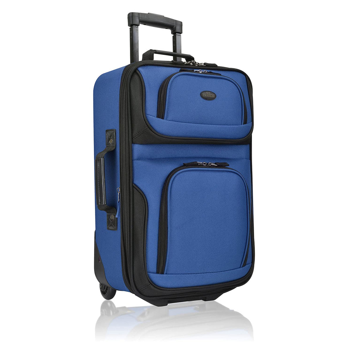 U.S. Traveler Rio Lightweight Softside Rolling Carry-on Suitcase, 2-Wheel Single, Royal Blue