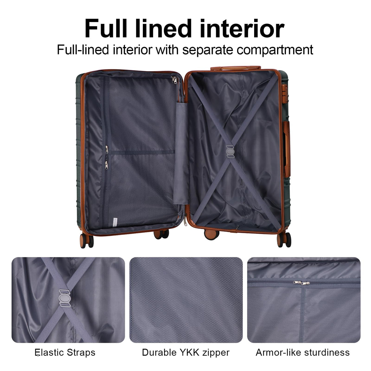 AAIVV 4 Piece Luggage Set Expandable ABS Travel Suitcase Set TSA Lock Hardshell Durable Lightweight Traveling Luggage Sets Gift for Back to School (Amy Green, 28in26in20in13in)