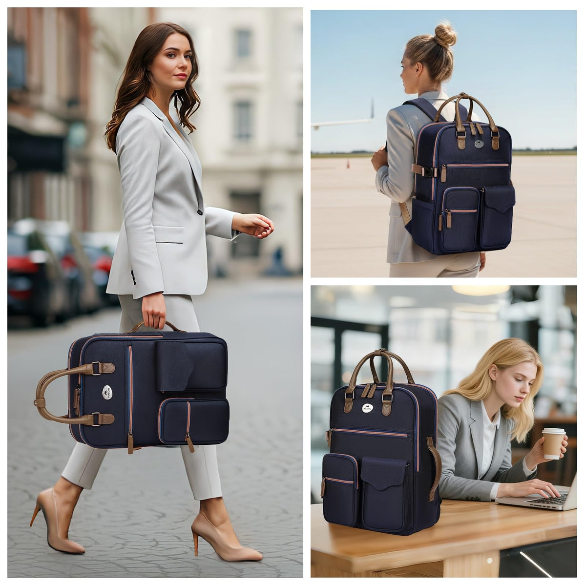 MATEIN HER Backpack Purse for Women, Personal Item Travel Backpack with Folder pocket, Trendy Ladies Shoulder Laptop Backpacks Rucksack Tote Bag for Coach Lawyer Office Work, Fit 15.6" Laptop