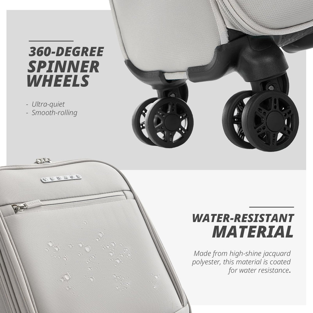 Verage Underseat Carry On Luggage with Spinner Wheels (Cloud Gray, 14.5-Inch Plus Underseat Pro)