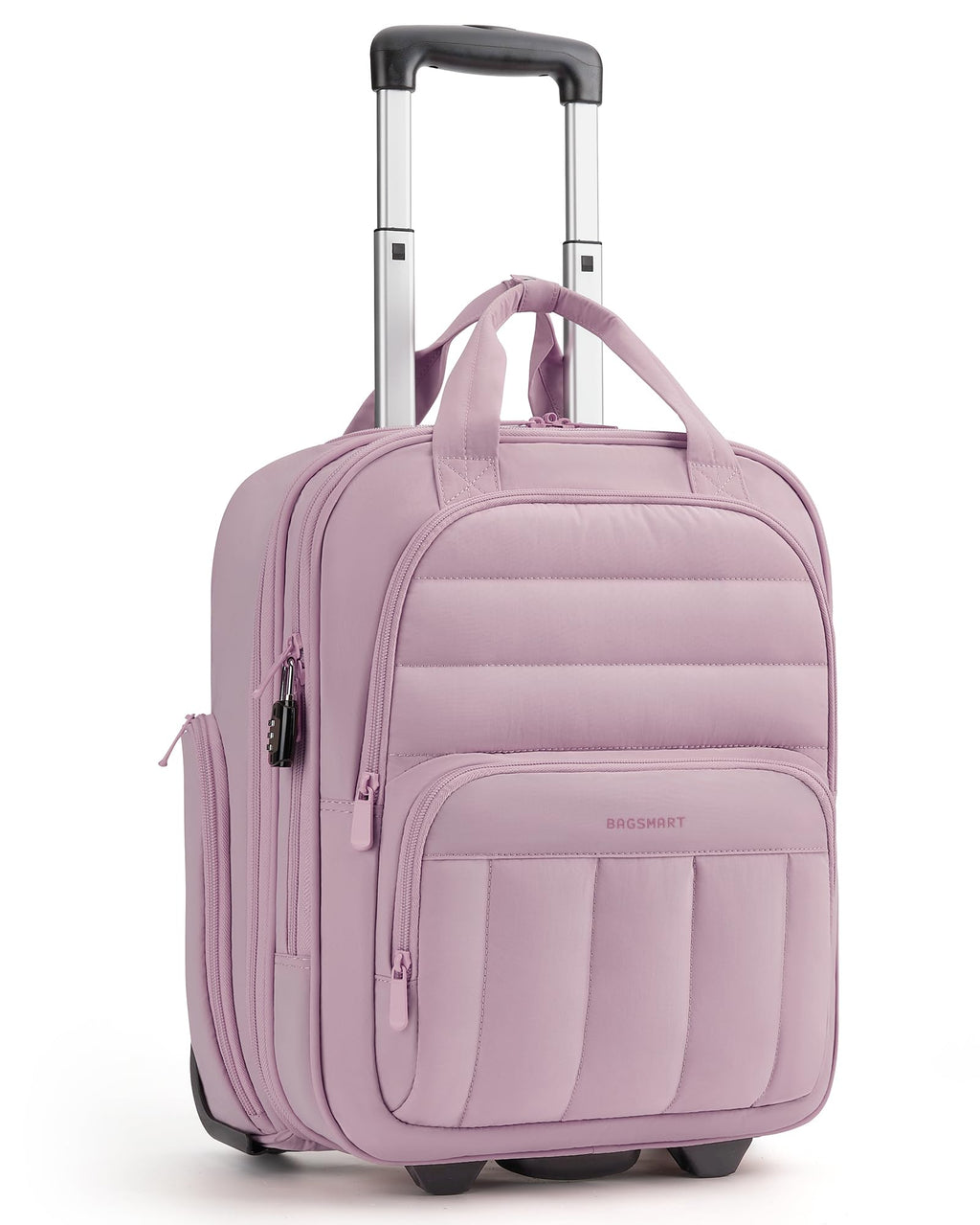 BAGSMART Small Underseat Carry on Luggage with Wheels, 16 inch Small Under Seat Luggage, Lightweight Travel Suitcase for Women, Mist Purple