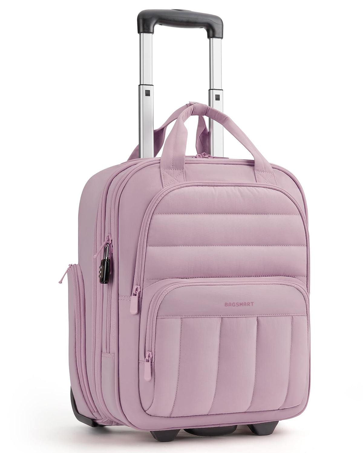BAGSMART Small Underseat Carry on Luggage with Wheels, 16 inch Small Under Seat Luggage, Lightweight Travel Suitcase for Women, Mist Purple