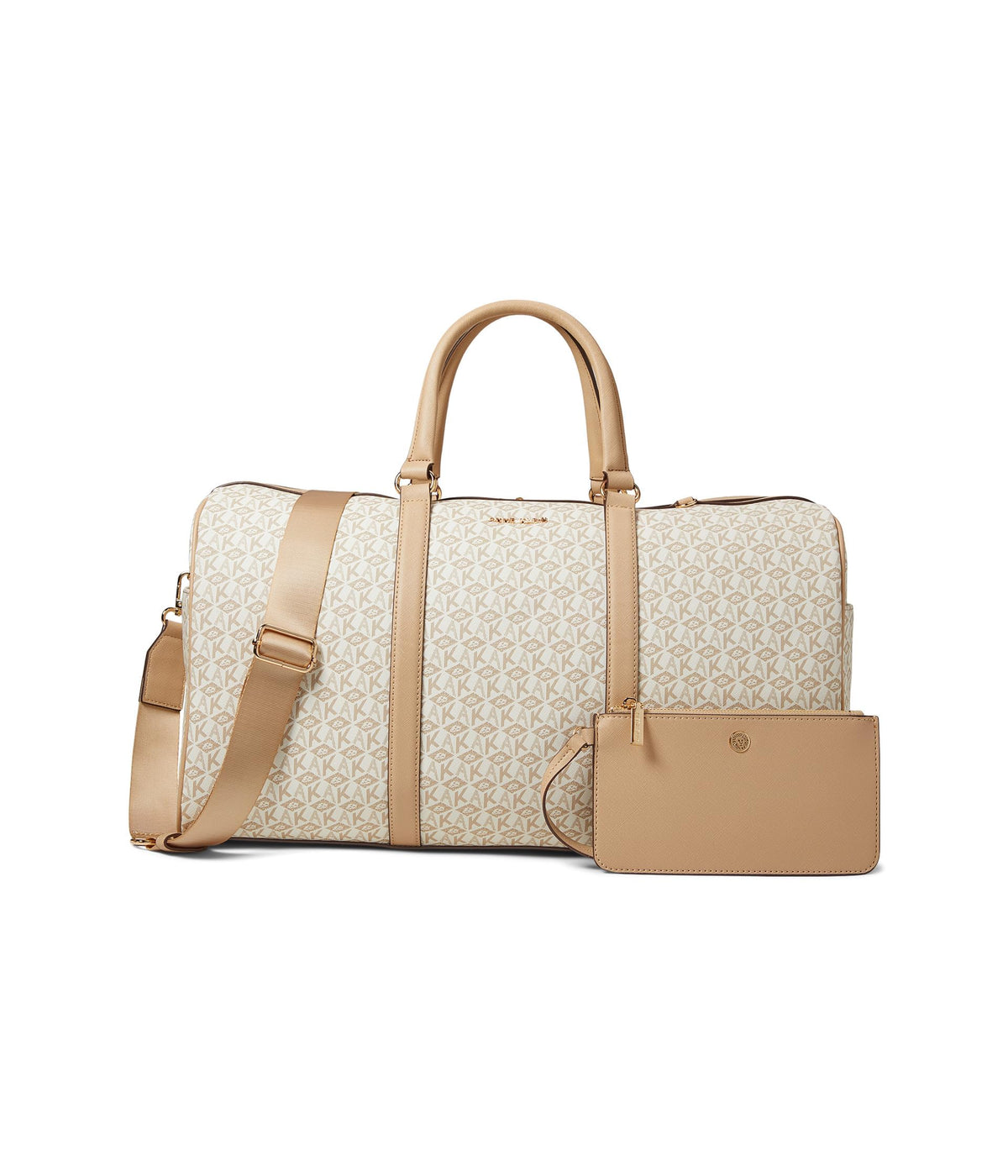 Anne Klein AK Cube Logo Weekender w/Pouch Oatmilk/White/Oatmilk One Size