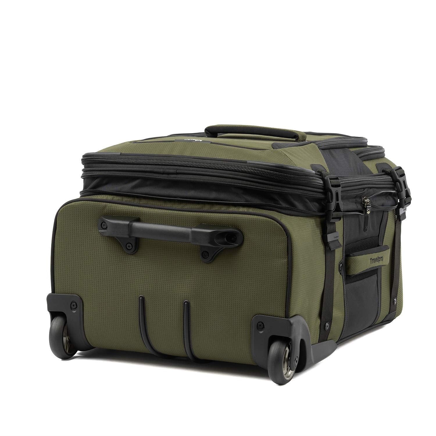 Travelpro Unisex-Adult Bold-Softside Expandable Rollaboard Upright Luggage, Olive/Black, Checked-Medium 25-Inch