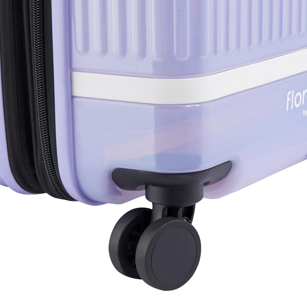 florence by mills Gotta Glow Hardside Expandable Luggage with Spinner Wheels, Translucent See-Thru Purple, Carry-On 20 Inch