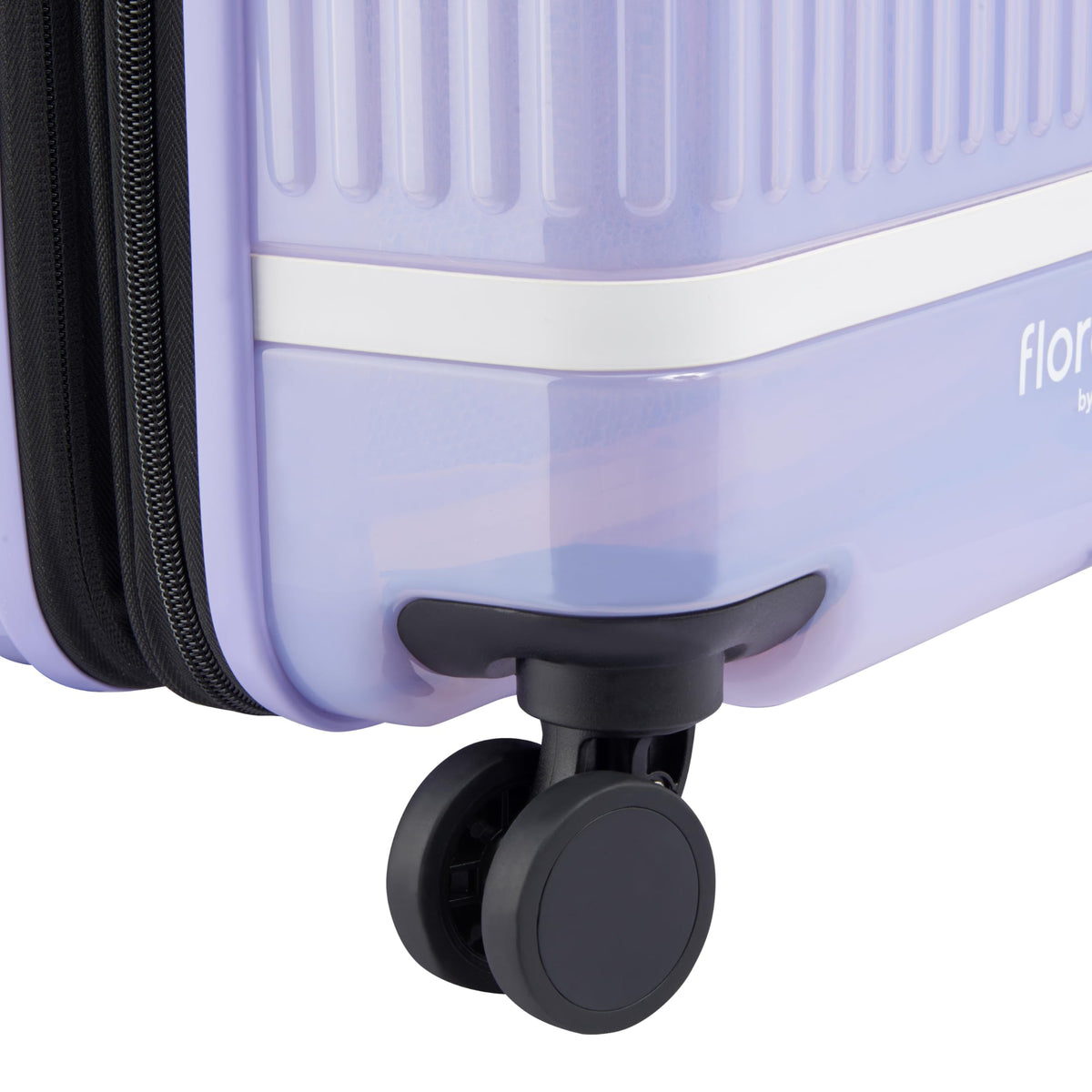 florence by mills Gotta Glow Hardside Expandable Luggage with Spinner Wheels, Translucent See-Thru Purple, Carry-On 20 Inch