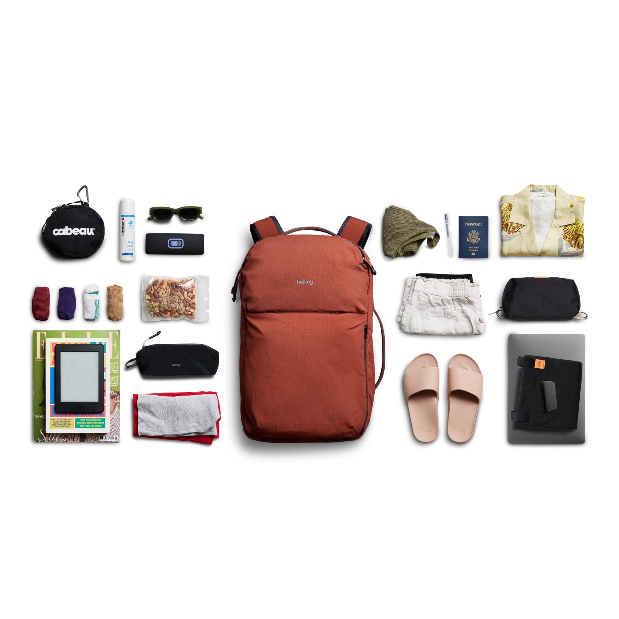 Bellroy Lite Travel Pack 30L (carry-on backpack, travel pack with laptop pocket, interior packing cells and tuck-away straps) - Clay