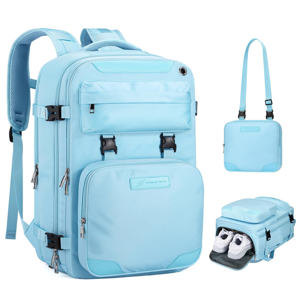 Maelstrom Travel Backpack for Women Men,25L Laptop Backpack Fits 15.6-Inch Laptop,Waterproof Carry On Backpack for Airplanes with Detachable Crossbody Bag & Shoe Compartment (Blue, Medium)