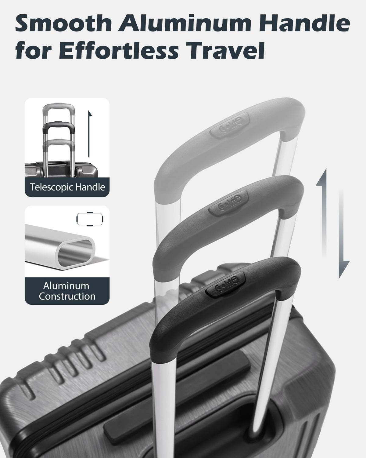 Coolife Luggage PC+ABS Hardshell Suitcase with TSA Lock, Spinner Carry On Lightweight (grey, S(20in_carry on))