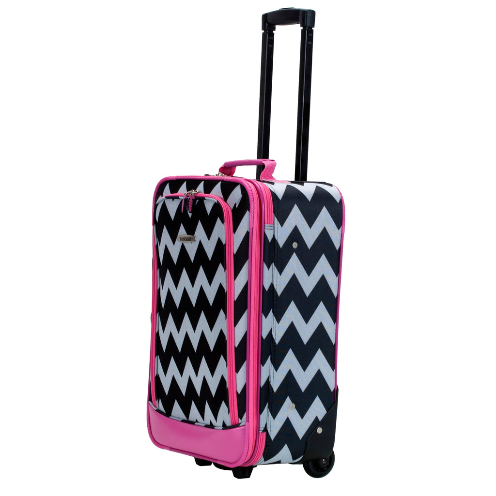 Rockland Fashion Softside Upright Luggage Set, Expandable, Pink Chevron, 2-Piece (14/19)