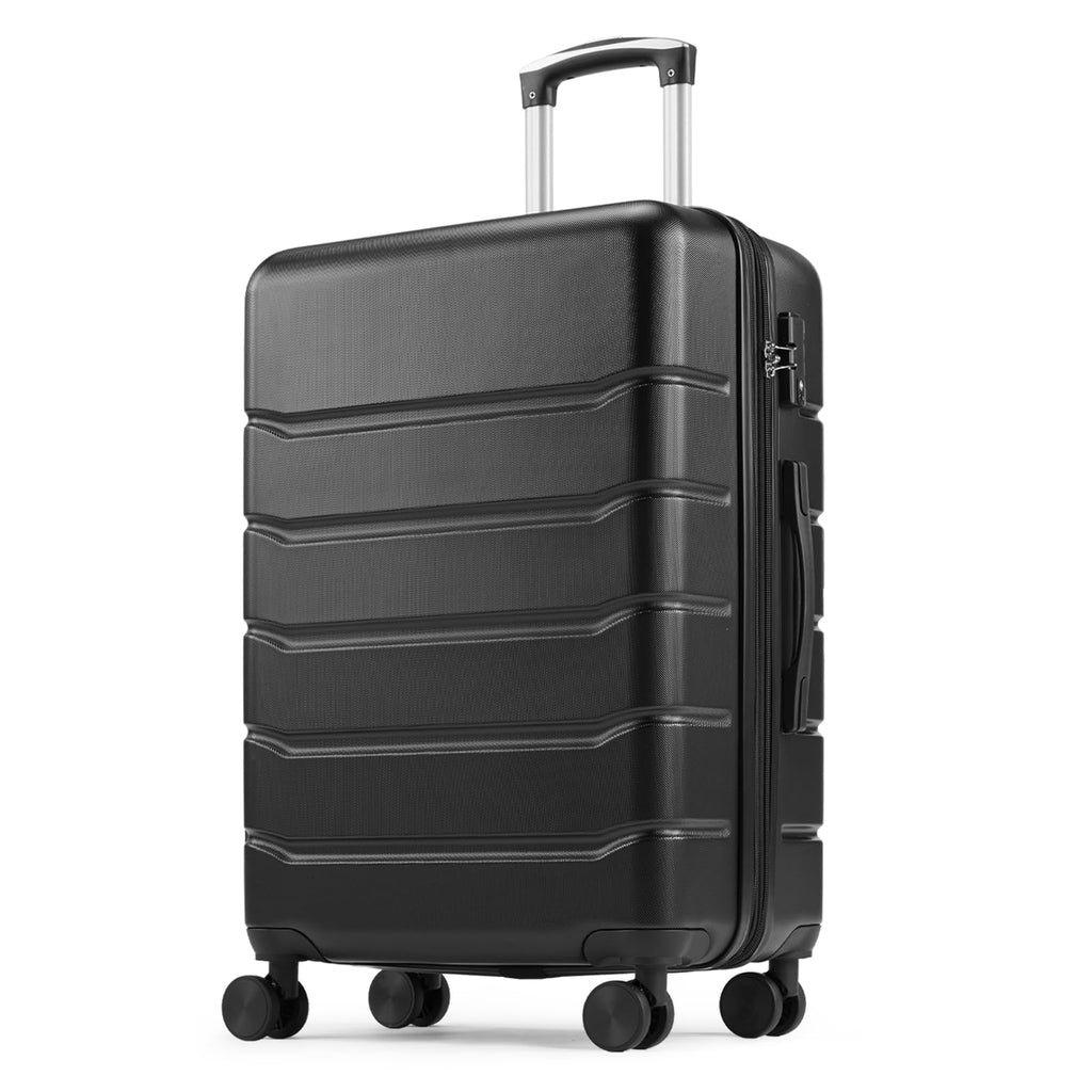 Sweetcrispy Carry on Luggage, Hard Shell ABS Suitcase with Double Spinner Wheels, Lightweight Expandable Rolling Suit Case with TSA Lock, 24 Inch Bronze Black